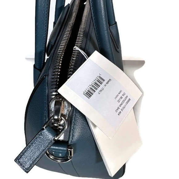 Givenchy Small Antigona Leather Satchel Oil Blue Bag New Authentic - Picture 10 of 13